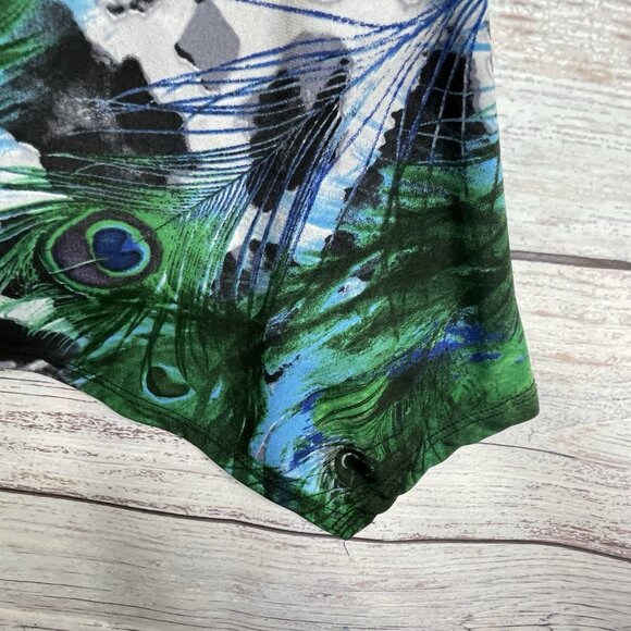Sea & Anchor Top L/XL Peacock Animal Print BOHO Whimsical Fairy Asymmetrical Hem - Picture 8 of 11